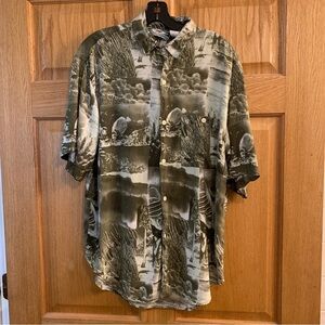 Vtg 90s Dino Di Milano Hawaiian Shirt Size Coral Aquarium Salt Water Fish Mens M